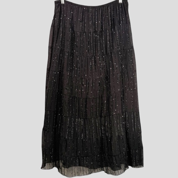 Vintage MSK Women’s XL Sheer Glitter Tiered Maxi Skirt Y2K Whimsigoth Fairy - Picture 2 of 8